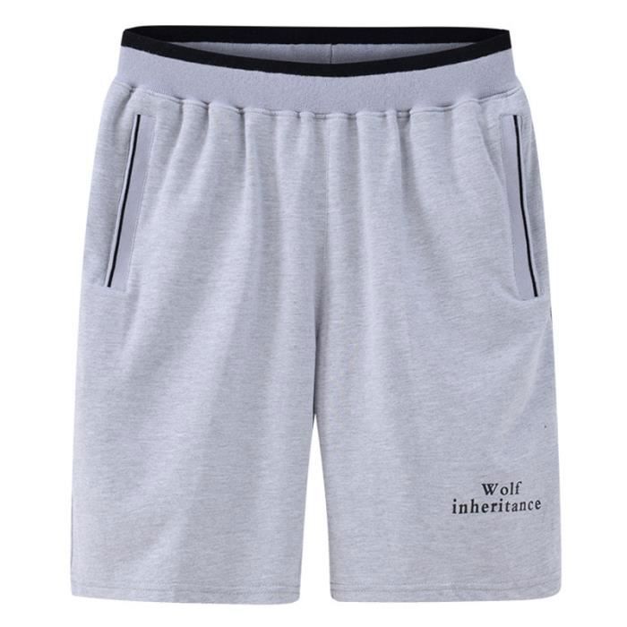 Bermuda Homme 100 coton XXXXL Bermuda de grande taille Short de sport Bermuda mince d ete Bermuda de couleur unie decontracte gris