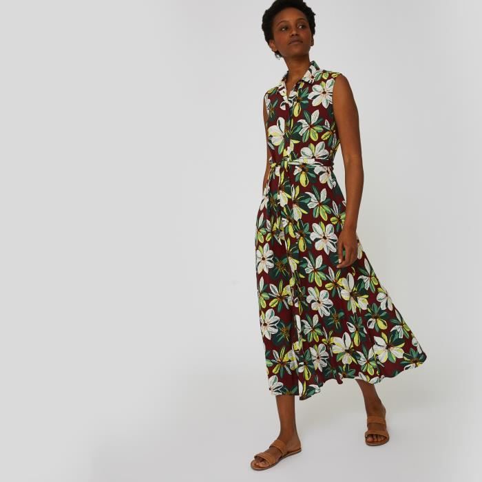 Robe Chemise Sans Manches Imprimee Bourgogne Bourgogne Cdiscount Pret A Porter