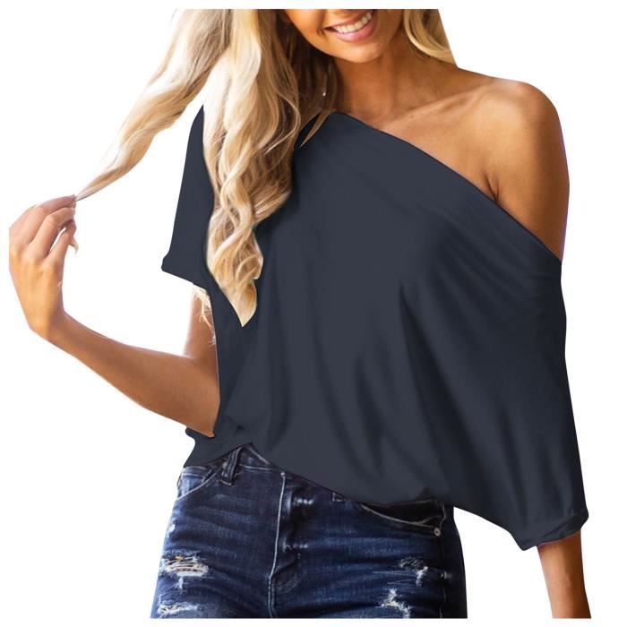 Sweat-shirt Femme Col Dégagé – Manches Longues, Coupe Ample, Doux, Extensible, Pour Automne Hiver, Couleur Unie