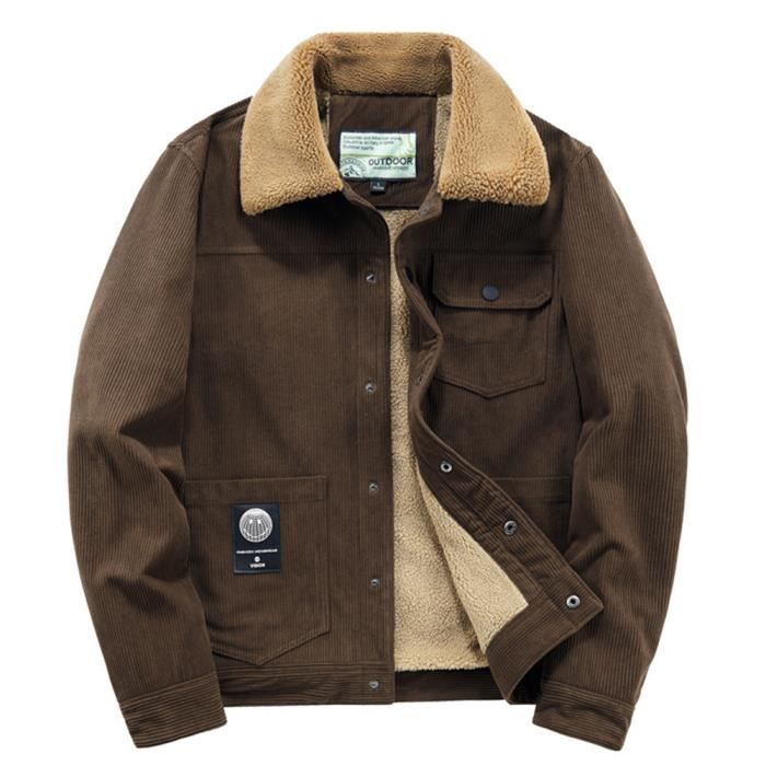 Blouson Homme en Velours Cotele INSFITY Hiver Chaud Col Rabattu Cafe Marron Homme Adulte Cafe Cdiscount Pret a Porter