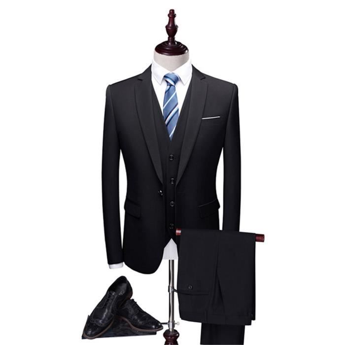 Costume Homme uni de Marque Luxe VeTements Masculin WZC1288C Noir Noir Cdiscount Pret a Porter