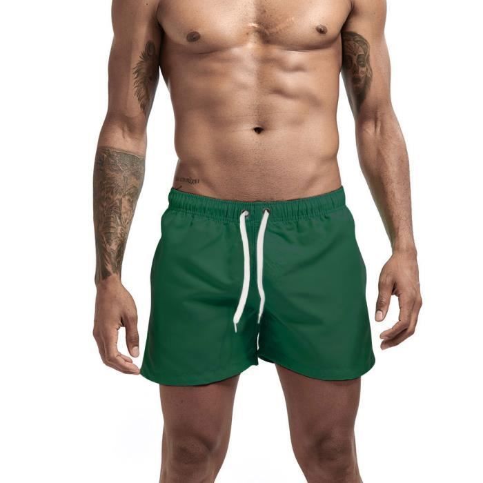 Short De Bain Homme MANLUODANNI - Maillot Étanche Séchage Rapide Avec Poches - 100% Nylon