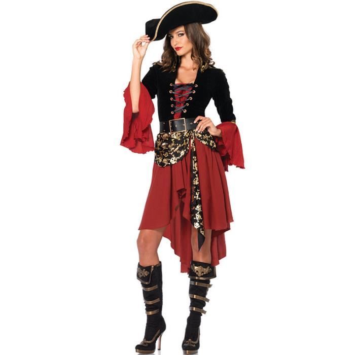 Deguisement Pirate Femme, Cosplay Costume Pirate pour Halloween