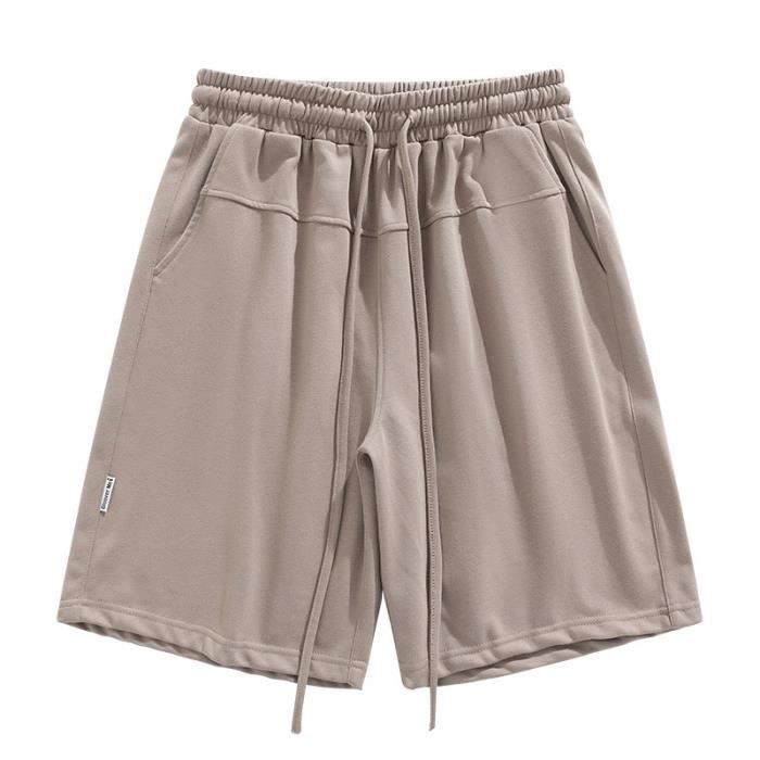 Short Homme en Coton Sport Couleur Unie Taille elastiquee Confort Coupe Droite