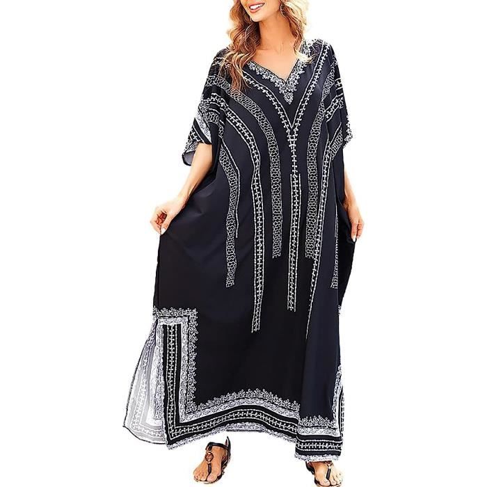 Robe de Plage Femme Tunique Caftan Grande Taille Kaftan Boheme Maxi Longue Fluide Ete couleurs couleurs multiples Couleurs multiples Cdiscount Pret a Porter
