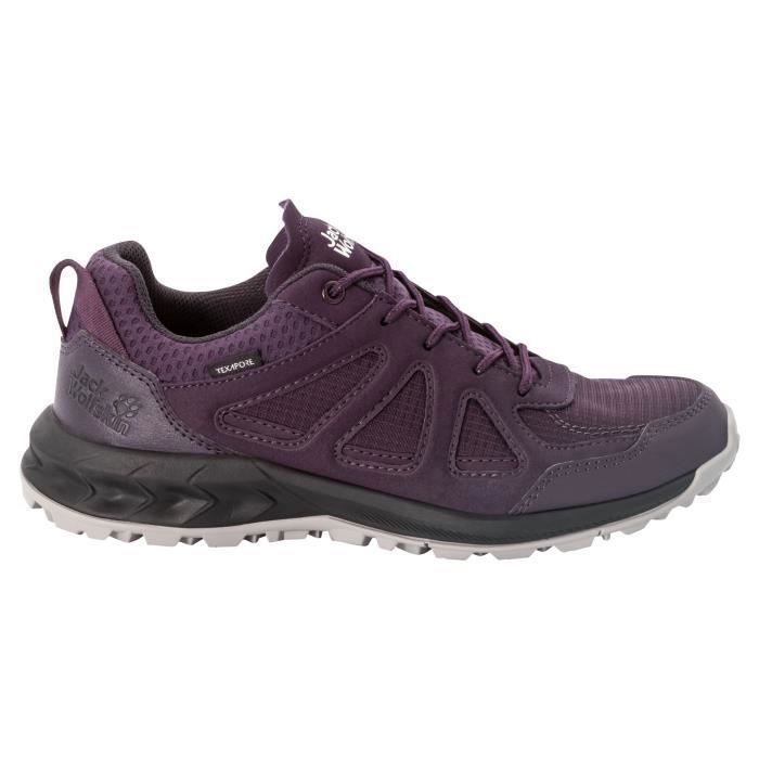 chaussures de marche de randonnée femme jack wolfskin woodland 2 texapore low - purple / phantom - 40,5