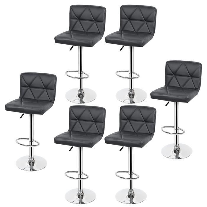 lot de 6 chaises de bar ohmg - gris - simili - métal - classique - intemporel