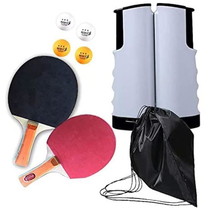 set de tennis de table filet de ping pong retractable 2 raquettes 4 balles sac blanc noir cdiscount sport