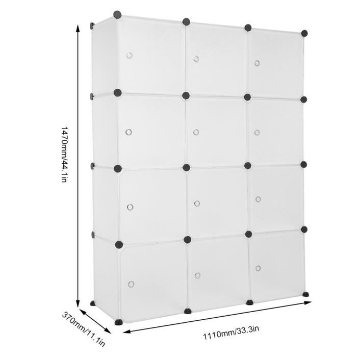 Armoire Penderie 12 Cubes De Rangement – 105x45x140cm – Blanc – étagères Cubes