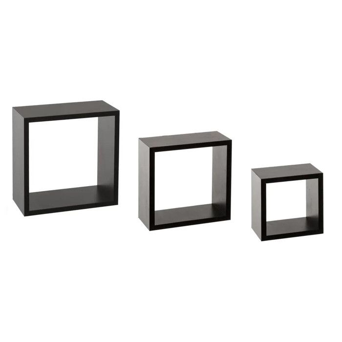 Lot de 3 Étagères Murales Cube 25cm Noir Lot de 3 Étagères Murales Cube 25cm Noir