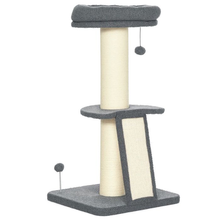 PawHut - Arbre à chat - Panneaux de particules - 48x48x92cm - Gris foncé