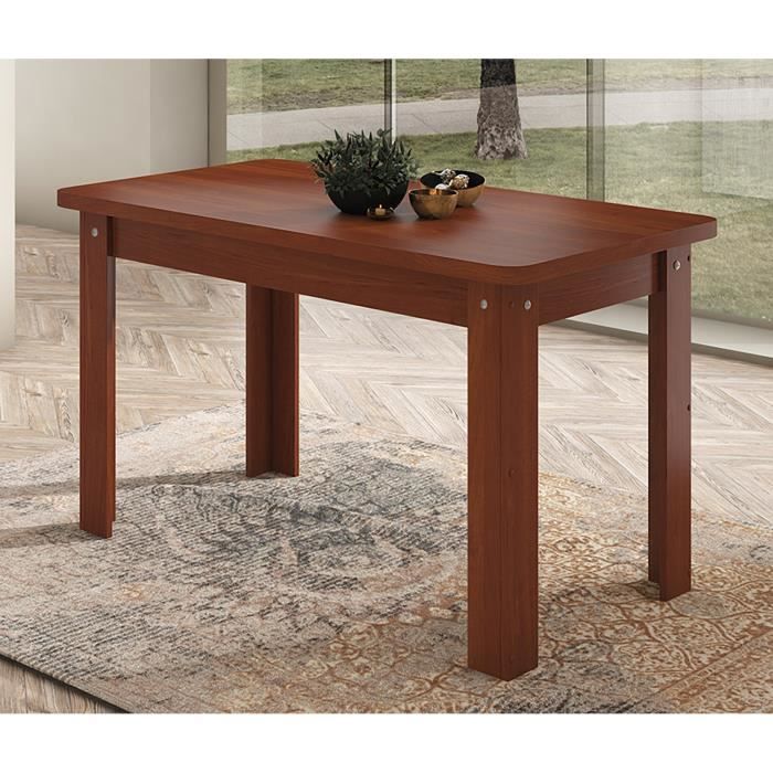 table à manger rectangulaire coloris noyer - pegane - longueur 140 cm - profondeur 80 cm - hauteur 73,6 cm