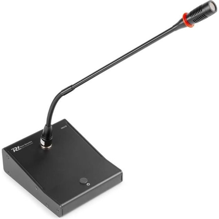 Microphone de table - POWER DYNAMICS - TM370 - Noir - Volume réglable - Corps métallique robuste