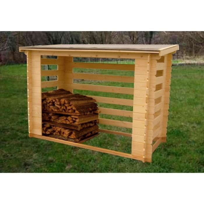 Abri de jardin range-bûches fermé en bois - 4 stères - 236x119x167cm