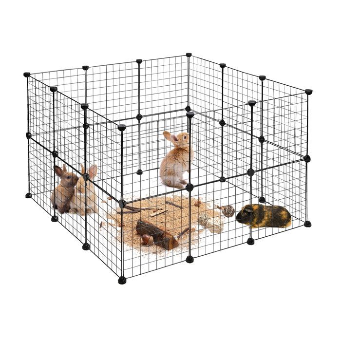 Relaxdays enclos extérieur extensible à monter pour petits animaux dim. env. 72 x 110 x 110 cm noir