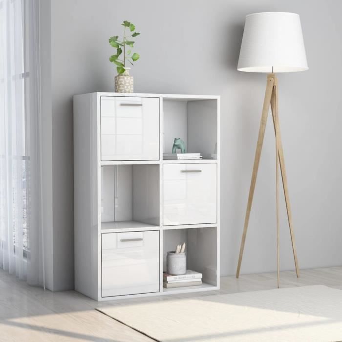 Armoire de rangement Blanc brillant 60x29,5x90 cm Aggloméré Cdiscount