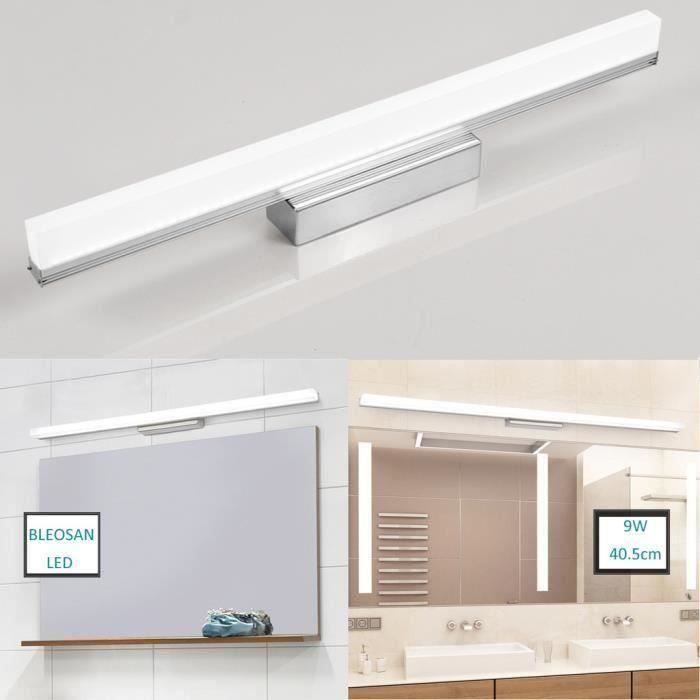 Applique Murale LED Salle De Bain 9W/12W - Éclairage Miroir étanche, Dimmable, Acier Inoxydable, 3 Couleurs Réglables, 40/55 Cm - 10