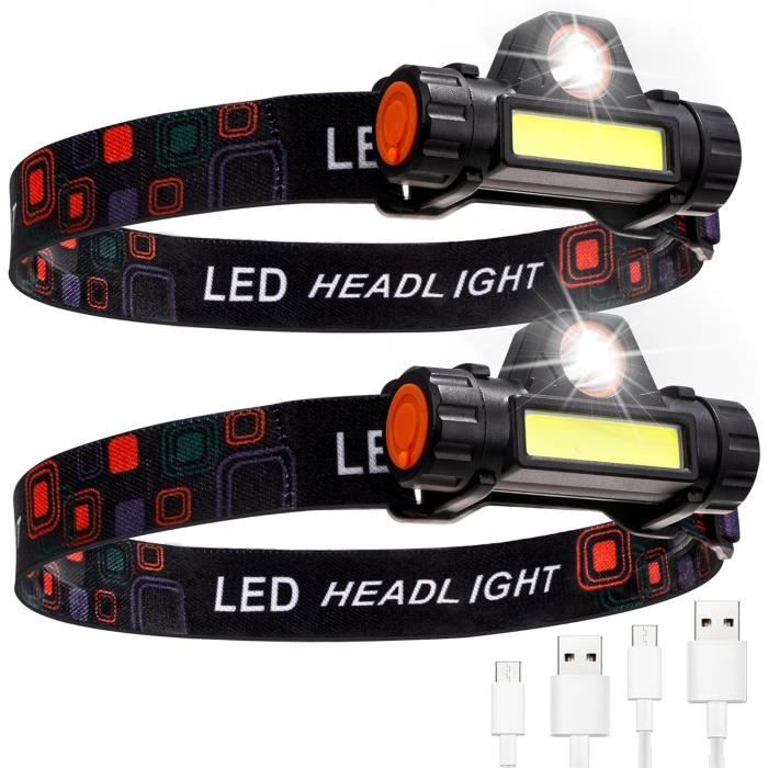 Lampe Frontale LED COB Super Lumineuse - Rechargeable USB - Imperméable
