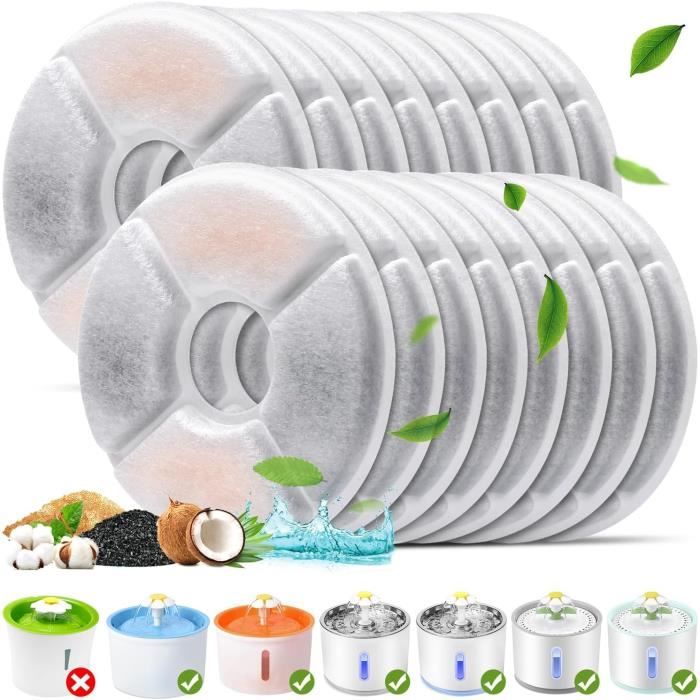 Lot De 16 Filtres Pour Fontaine à Eau Chat/chien - 8 Charbons Actifs + 8 éponges, Triple Filtration