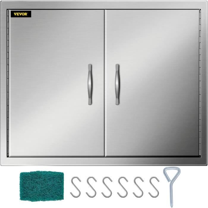 Portes Double Acier Inoxydable Pour Barbecue 71x48cm - Avec Poignées Et Crochets | Cuisine Extérieure
