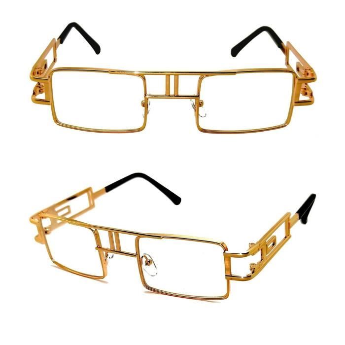 Lunettes VUE Homme Rectangle Pilote Luxury Steampunk Dore Or Gold Metal Achat Vente lunettes de vue Lunettes VUE Homme Rectangl Cdiscoun