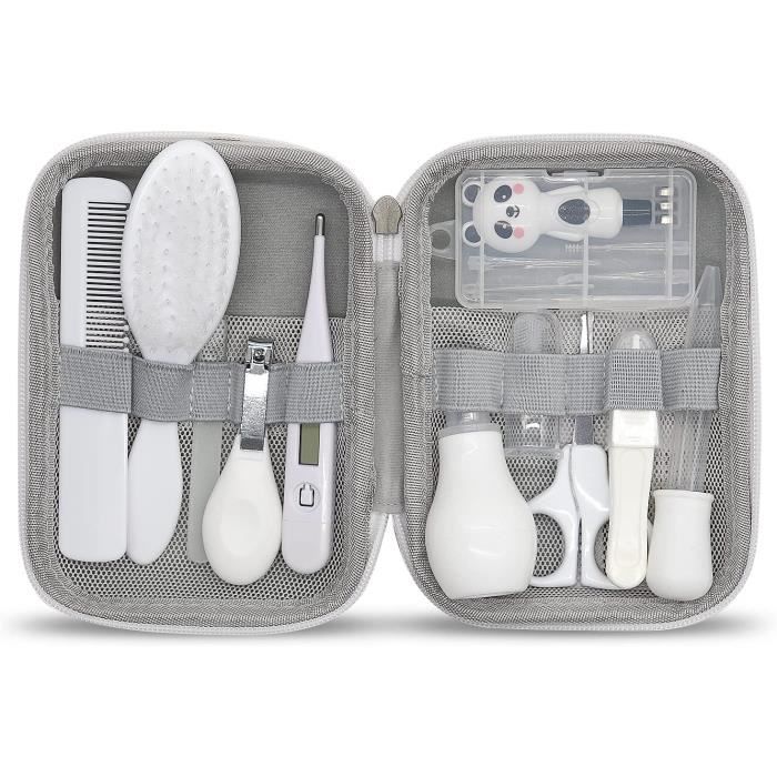 Trousse De Soin Bébé 11 Pièces - Thermomètre, Coupe-ongles, Brosse... - Sans BPA, Pratique Pour Voyages