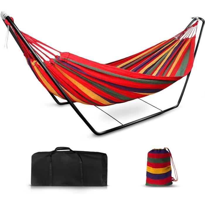 Hamac Sur Pied Yaheetech Pour 2-3 Personnes - Charge Max 215 Kg - Oreiller Inclus - Pour Jardin Ou Intérieur