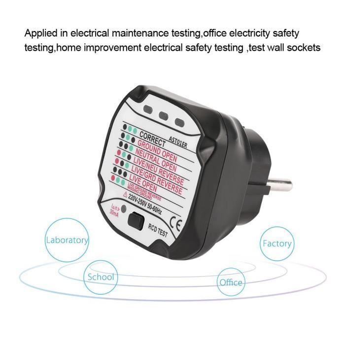 Testeur De Prise électrique HT106D - Vérifiez La Sécurité De Vos Circuits 48-250V