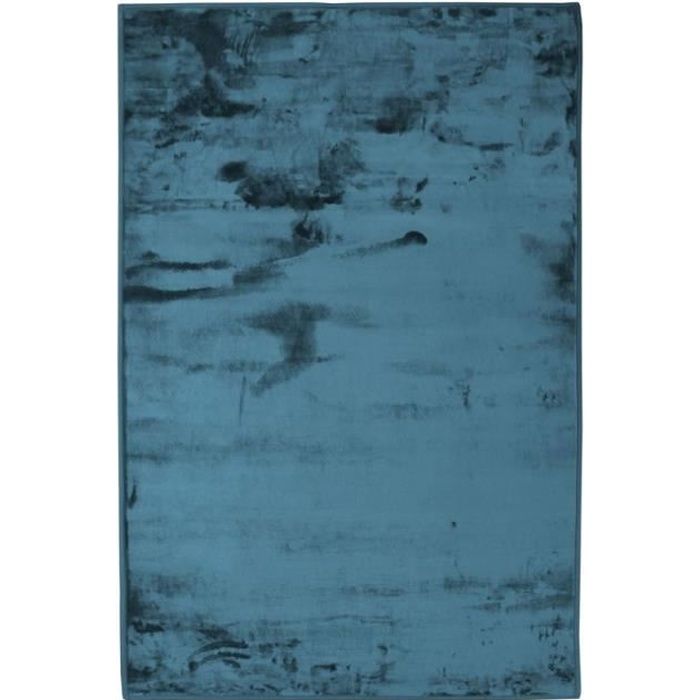 FLANELLE - Tapis extra-doux effet velours bleu foncé 60x90