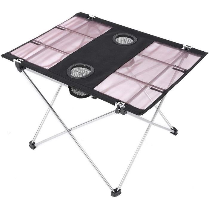 Table Pliante Extérieur Léger - Table De Camping, Pique-Nique Et Plage Avec 2 Porte-Gobelets - Idéal Jardin, Rando, BBQ