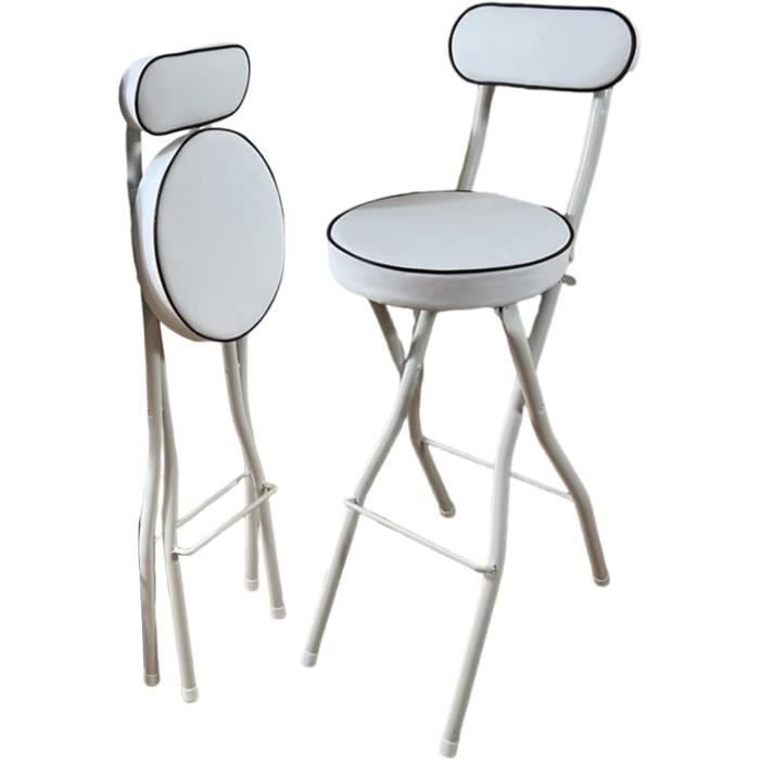 tabouret de bar pliant rond et rembourré 70cm-75cm, chaise haute pour adultes avec dossier, chaise de cuisine petit-déjeuner [m3912]