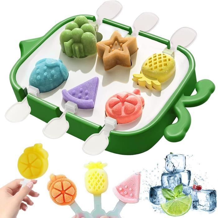 Moules à Glaces Tupperware Mamamasicles - Lot De 6 Pièces Vert - Avec Plateau - Popsicle