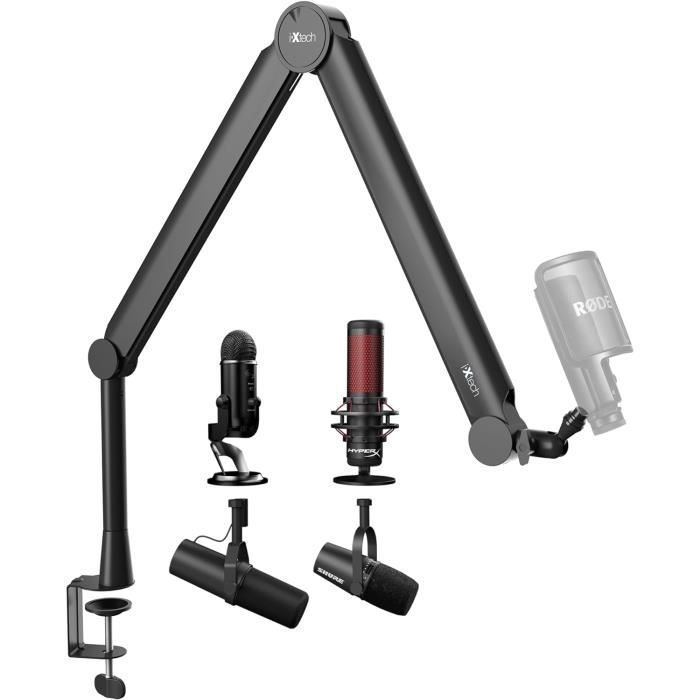 Bras De Micro À Profil Bas, Support De Micro Entièrement Réglable Avec Pince De Fixation