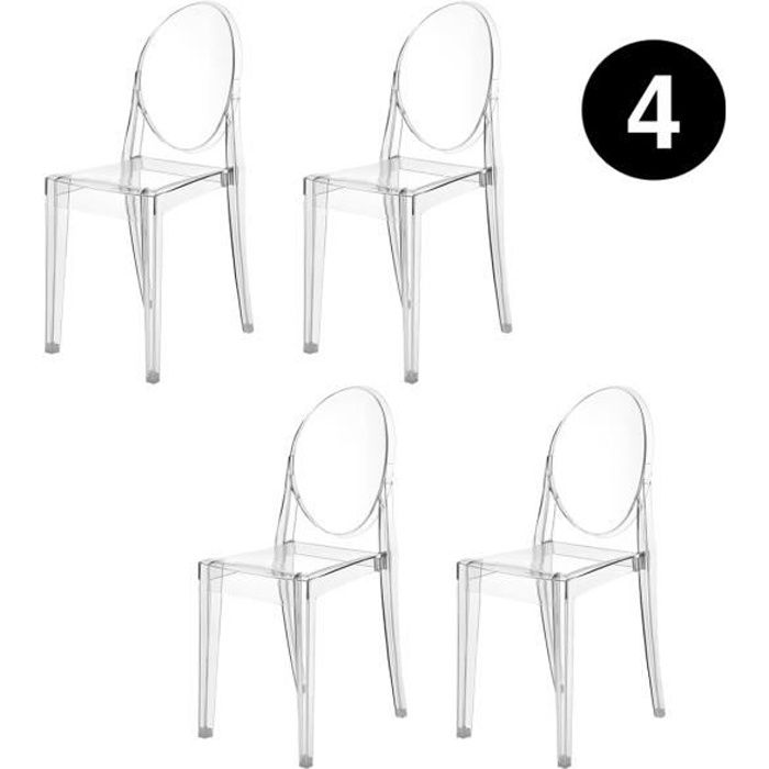 Lot de 4 chaises MILAN – Plexi – Transparente – inspirée Starck Ghost  –TRENDS FOR HOMES - Cdiscount Maison