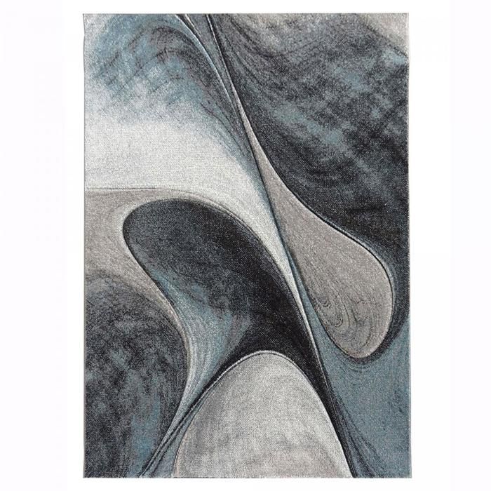 unamourdetapis tapis salle a manger moderne madila 240 x 340 cm bleu gris et noir achat vente tapis cdiscount