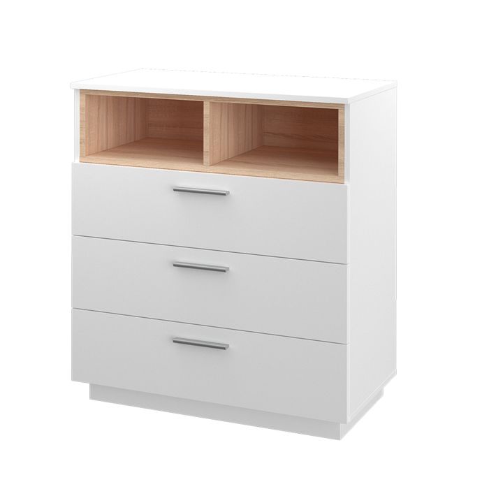 Commode Nautica Vicco - Blanc Et Chêne - 5 Tiroirs - Meuble De Rangement Design