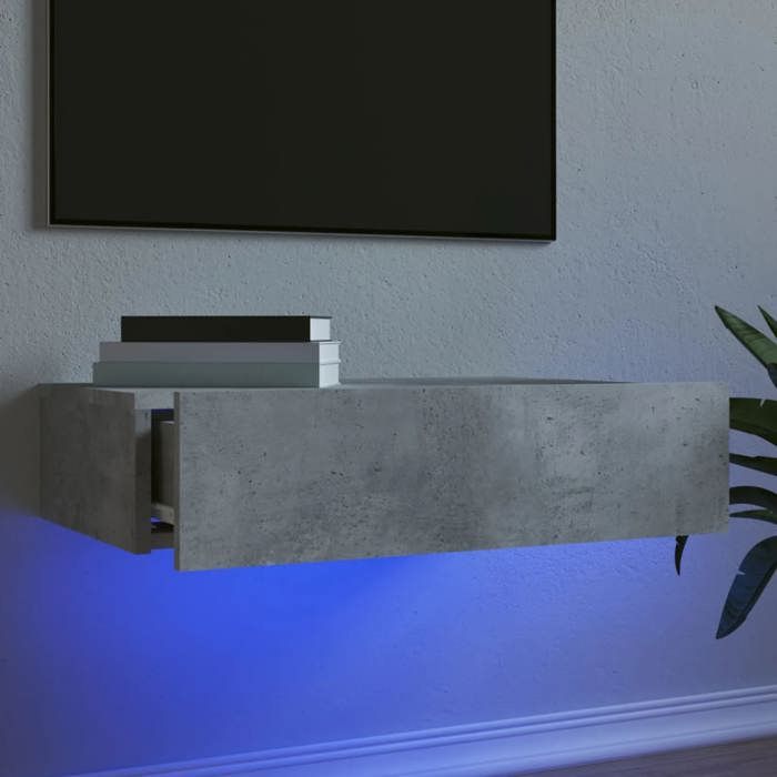 vidaXL Meuble TV avec éclairage LED gris béton 60x35x155 cm 842892