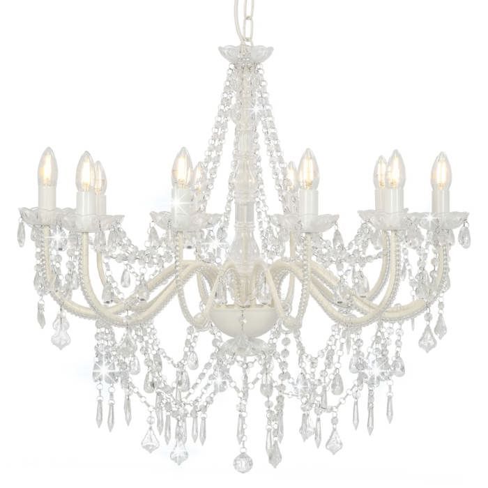 vidaXL Lustre avec Perles Lampe Suspendue Plafonnier Luminaire Eclairage Intérieur Salon Salle de Séjour Chambre à Coucher 281608