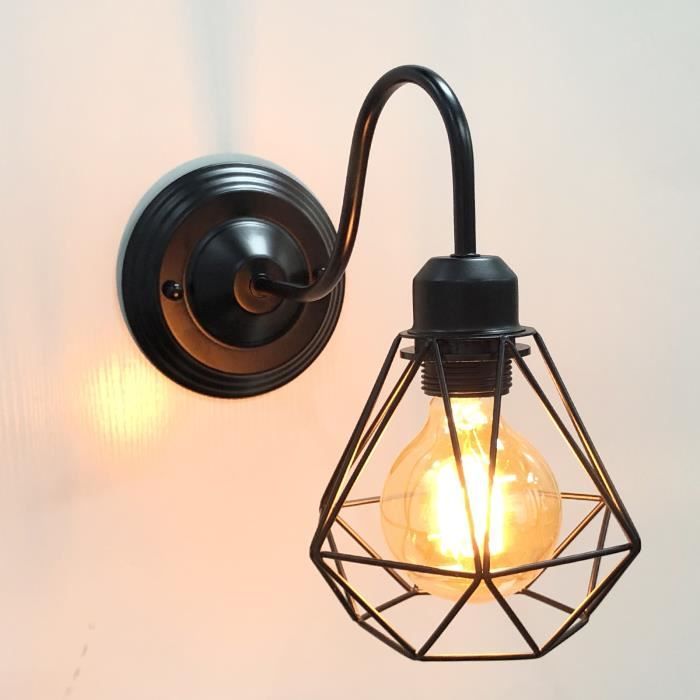 UNI E27 Lampe Mural Vintage Industrielle Rétro Eclairage de Mur Luminaire Intérieur E27 40W Noir