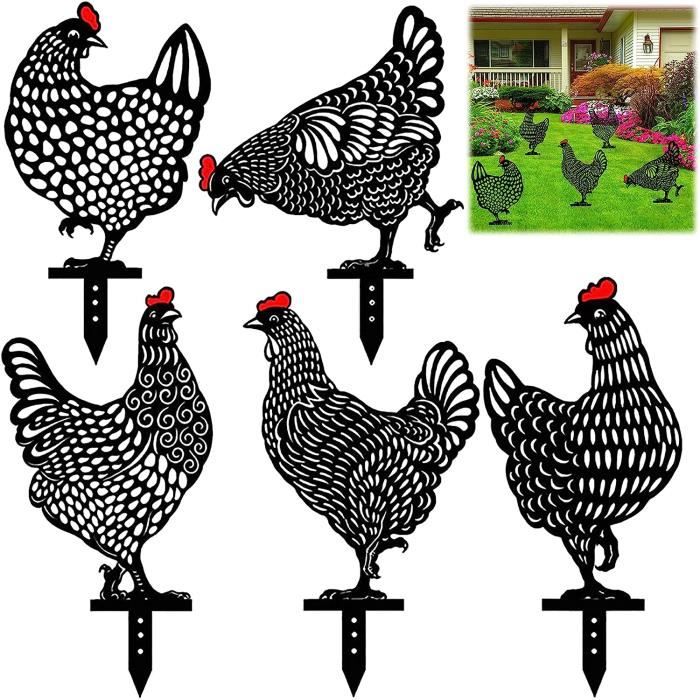 Décoration de jardin WOVTE Poulet du Jardin Blanc 25 x 12 cm Lot de 5 Cdiscount Jardin