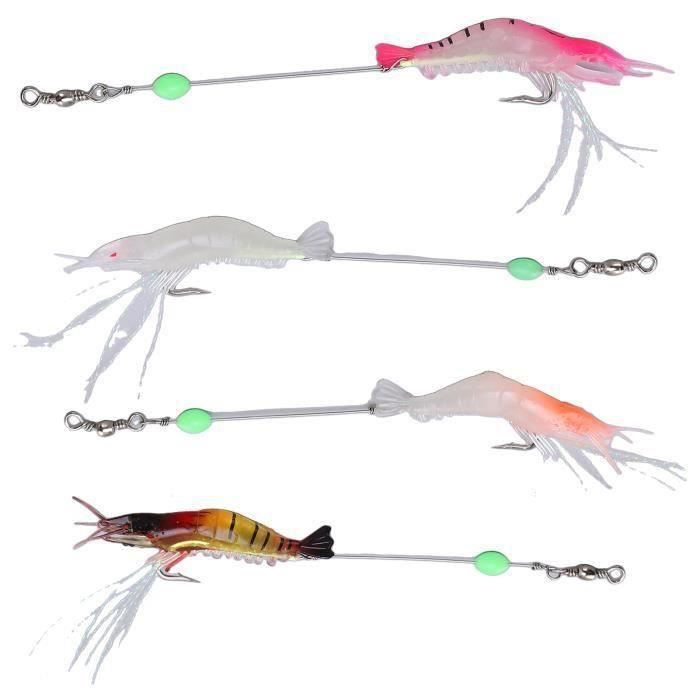 Leurres De Pêche Lumineux - 10 Pièces Appâts Souples Calmar/crevette - Pour Eau Douce Et Mer - 10