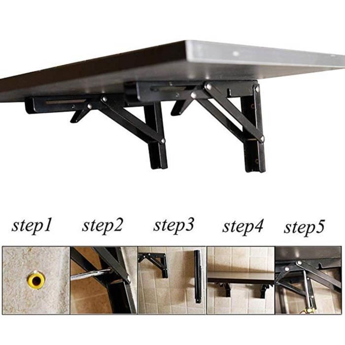 Support d' Étagères Pliable 300mm Équerre Pliante Console en Acier Inoxydable Pour Pliants