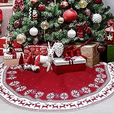 Jupe De Sapin De Noël Rouge 120 Cm – Couverture Décorative Pour Base D'arbre | En Polyester, Facile à Installer