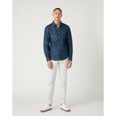 Rock Creek Chemise en jean pour homme, coupe droite, manches longues, bleu denim, taille S-XXL, Bleu Rc-013., S