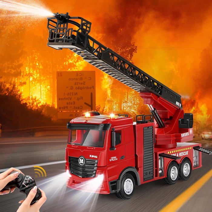 Camion Télécommandé Échelle Pivotante Automatique De Pompier 1/24 - Boutique Planete Jouets