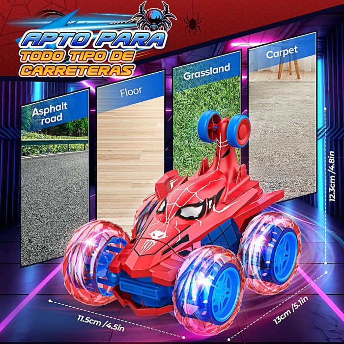 Voiture Télécommandée Spider – 360° – 4WD – Lumières & Musique – Cadeau 3-9 Ans