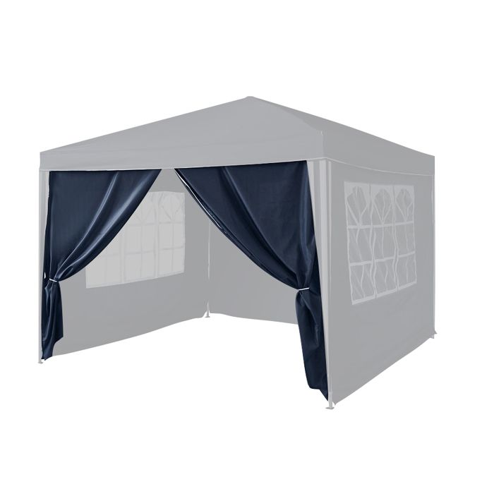 Mur Simple Bleu Pour Tonnelle 3x3 M - Protection Contre Soleil Et Vent - Toile Polyester Résistante