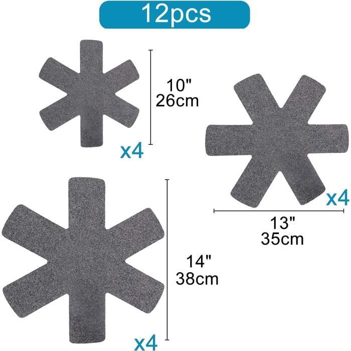 Protège-poêles En Feutre - Lot De 12, 3 Tailles (38, 35, 26 Cm), Antidérapants, Protection Plans De Travail
