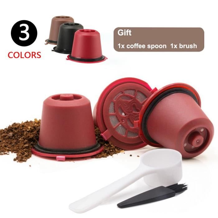 Kit écologique Café Pilikoll 9 Capsules Café Réutilisables Dolce Gusto - Filtre Acier Inox 2 Cuillères 3 Brosses - Écologique Dosette Dolce Gusto