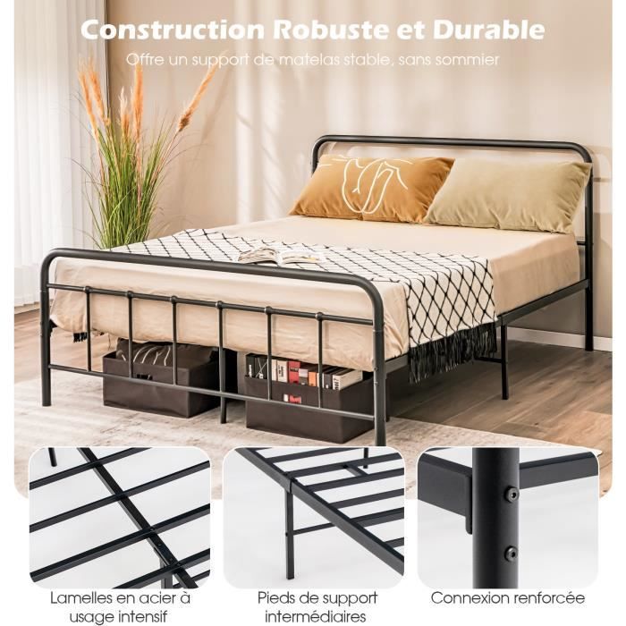 Lit Capitonné - 160 X 200 Cm - Double Hydraulique - Sommier À Lattes En Structure Metallique Beige Matelas Inclus 91813292